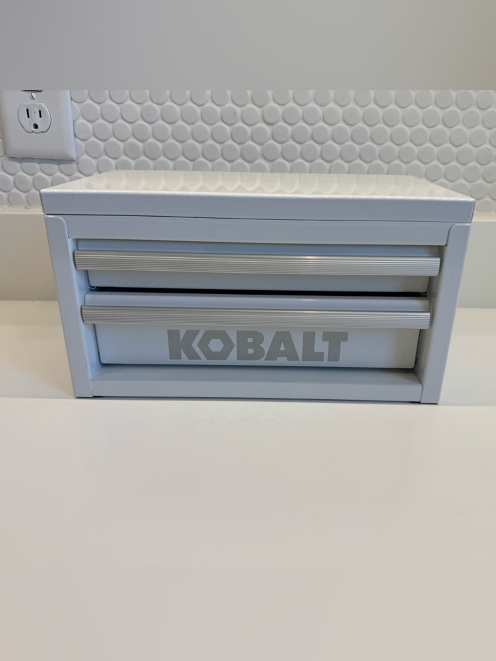 Kobalt Small Mini Metal Tool Chest Jewelry Box- White